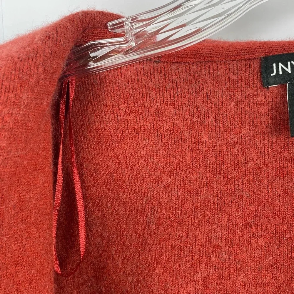 Jones New York Marino Wool Blend Zip Up Cardigan Pockets Red Gray Sz Medium